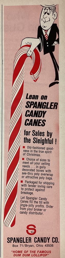 Spangler Candy Print Ad Original Vintage 1980 Rare VHTF Candy Canes Bryan OH