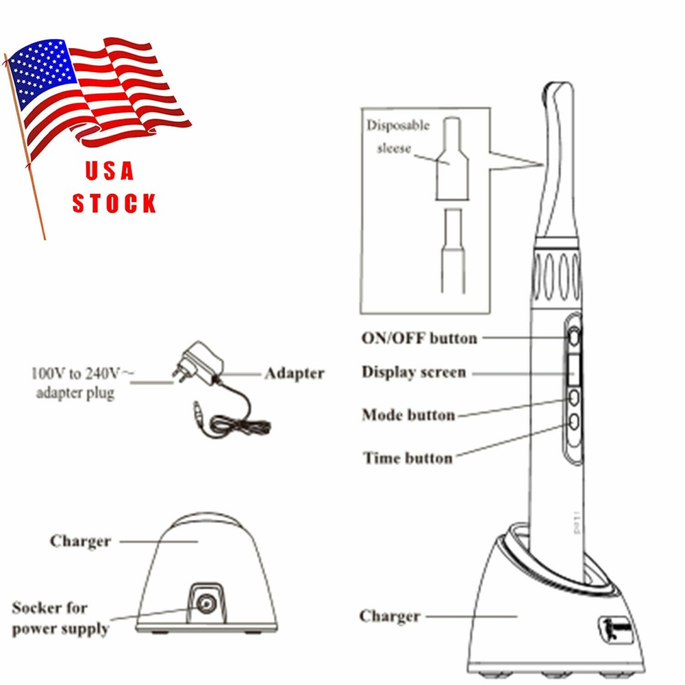 Original Woodpecker Dental iLED PLUS Curing Light 1Sec Curing Wide Spectrum