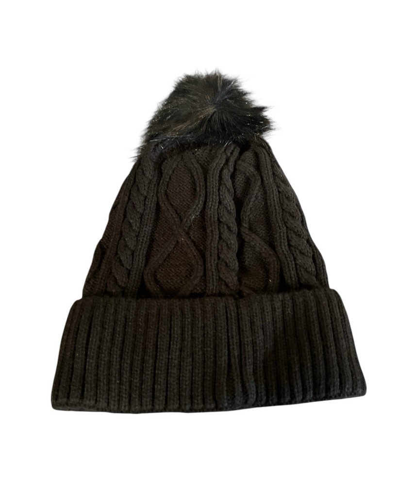 UGG Cable Knit Black Beanie Winter Hat OSFA New