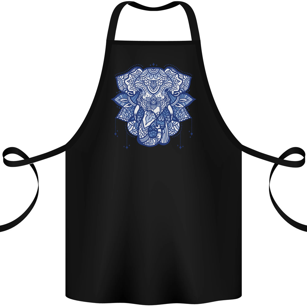 Elephant Mandala Art Cotton Apron 100% Organic