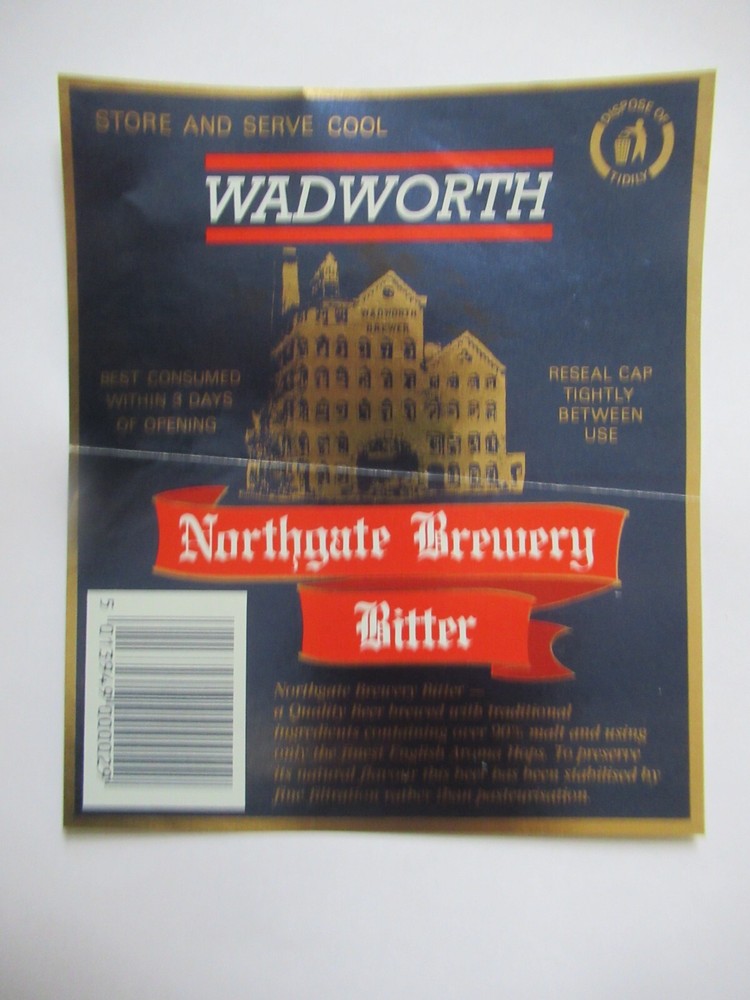 Old Beer Label - Wadworth Brewery - NORTHGATE BREWERY BITTER - 1990s