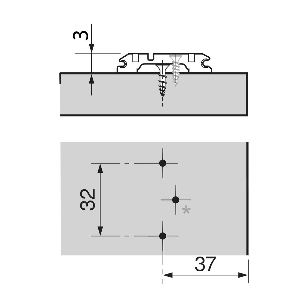 Blum Cam Mounting Plate - Height 3mm