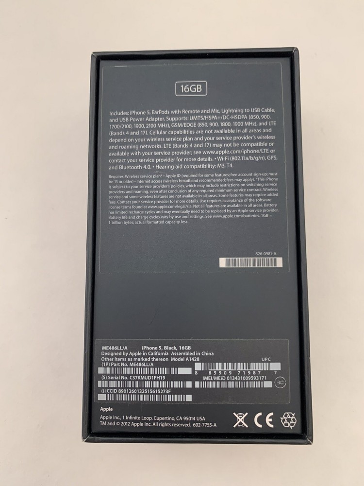 iPhone 5 Black 16GB *EMPTY BOX*