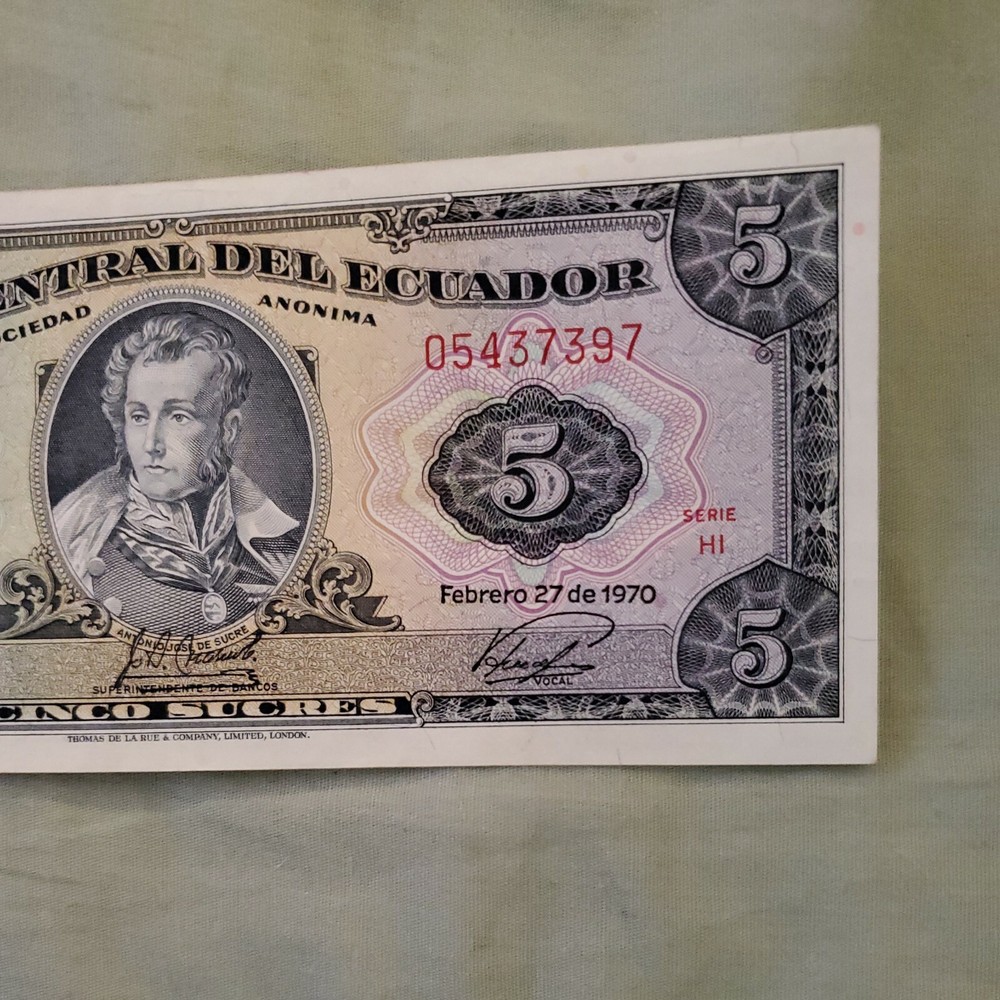 ECUADOR 5 Sucres 27.2.1970 UNC Pick # 93