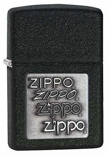 Zippo Pewter Emblem Black Crackle Pocket Lighter