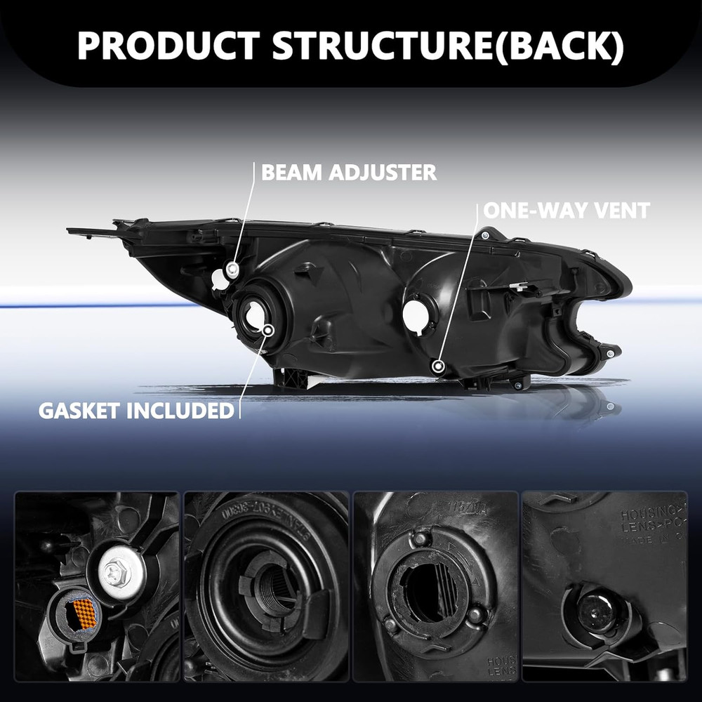 Headlight Assembly Set Compatible with [Halogen Type] 2012-2014 Honda CRV OEM He