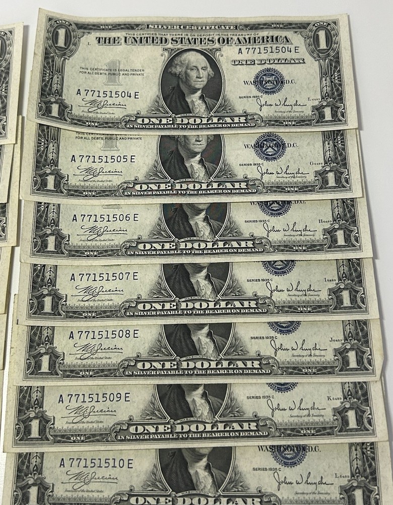 1935 c silver certificate dollar. 14 Consecutive