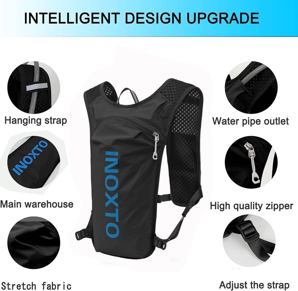 Safety-Enhanced Hydration Backpack with Reflective Trim & Multi Storage Pockets