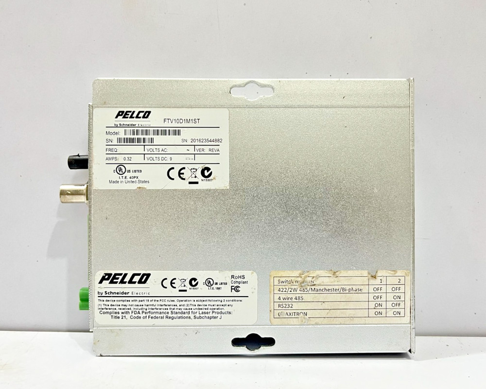 Pelco FTV10D1M1ST 1 Channel ST Fiber Transmitter, Multi-Mode