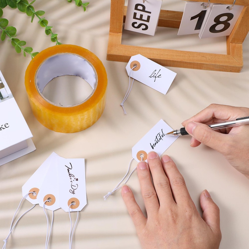 100pcs Large Price Tags with Elastic String Hang Paper Gift Tags with String ...
