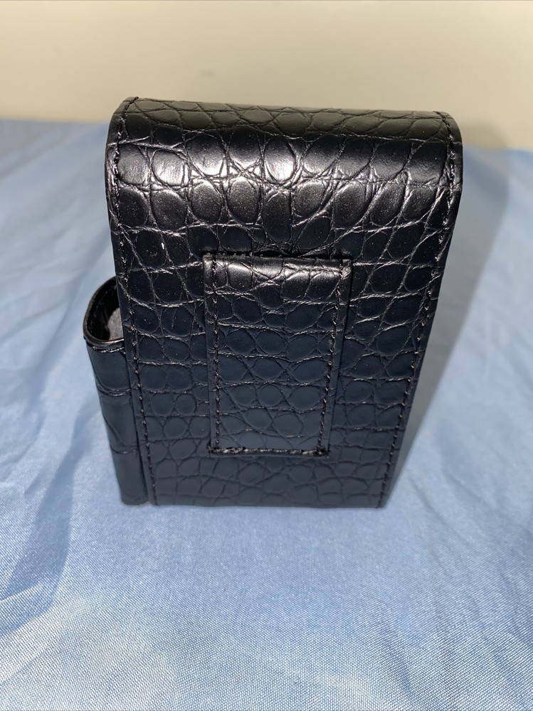 Fujima Leather Wrap Cigarette Pack Holder With Lighter Holder Textured Black