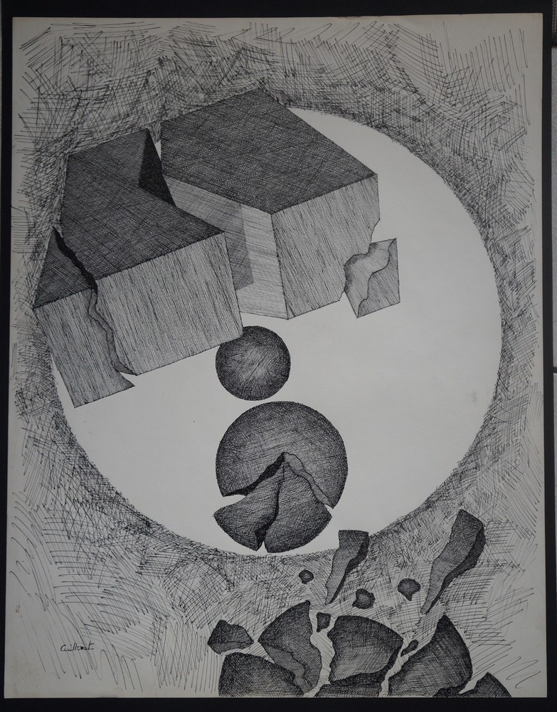 Ink Drawing Composition Signed JEAN CUILLERAT (1927/1998)