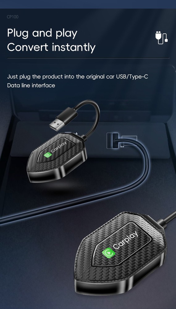 2-in-1 Wireless CarPlay & Android Auto Adapter Wired to Wireless Car Dongle