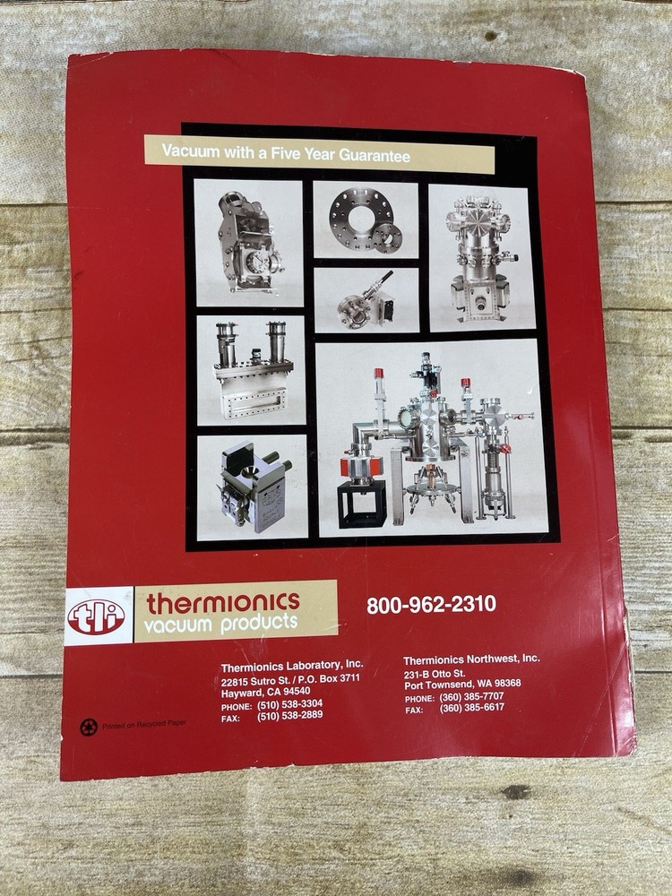 Thermionics 2001 Vacuum Components and Systems Catalog