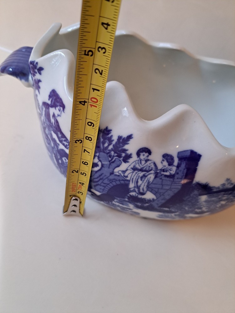 Victorian Ware Blue &White. Ironstone Planter/Bowl with Handles FLOW BLUE