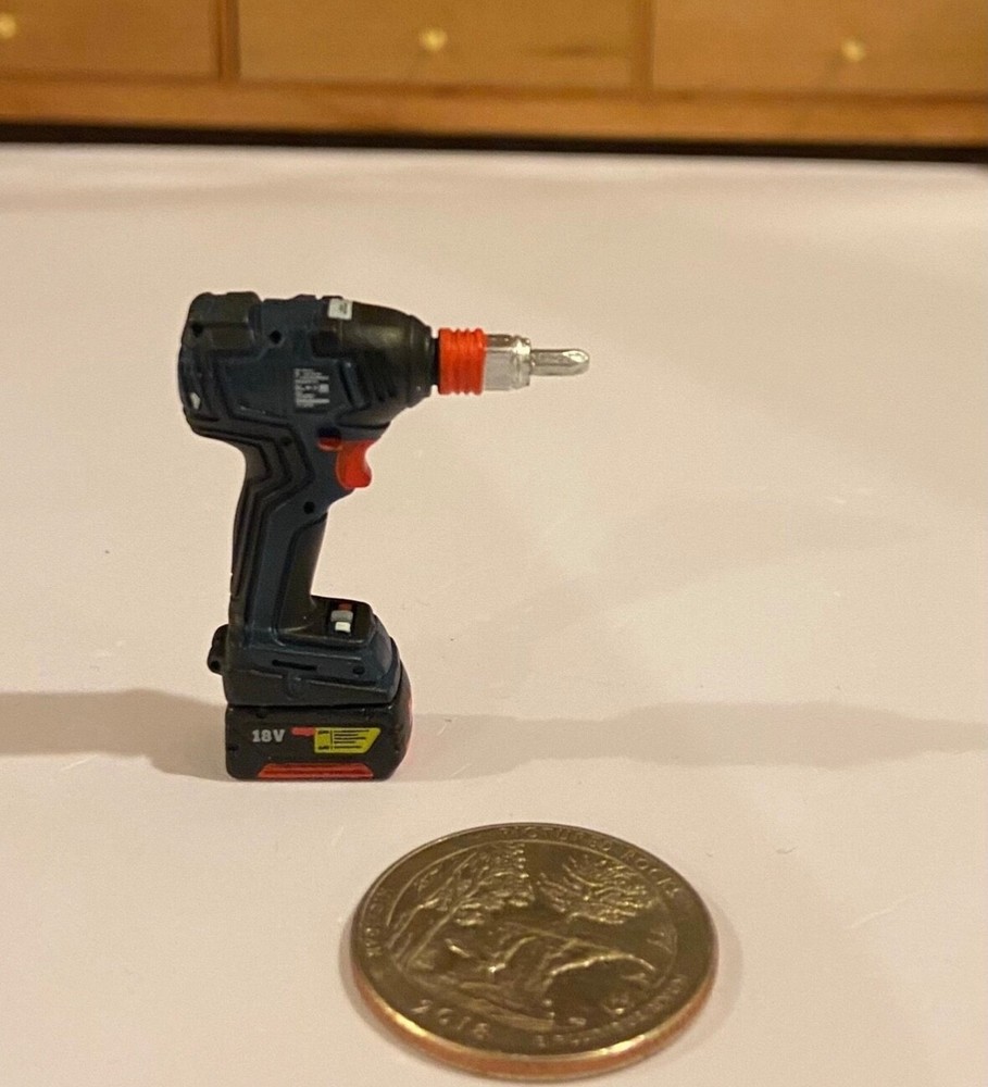 Retired Dollhouse miniature Replica Bosch Hand Held Drill workshop tool