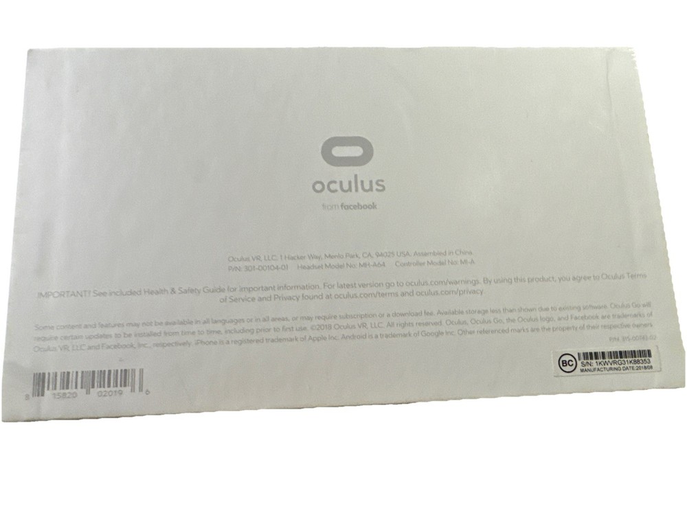 Oculus Go VR Headset - **READ: EMPTY BOX**