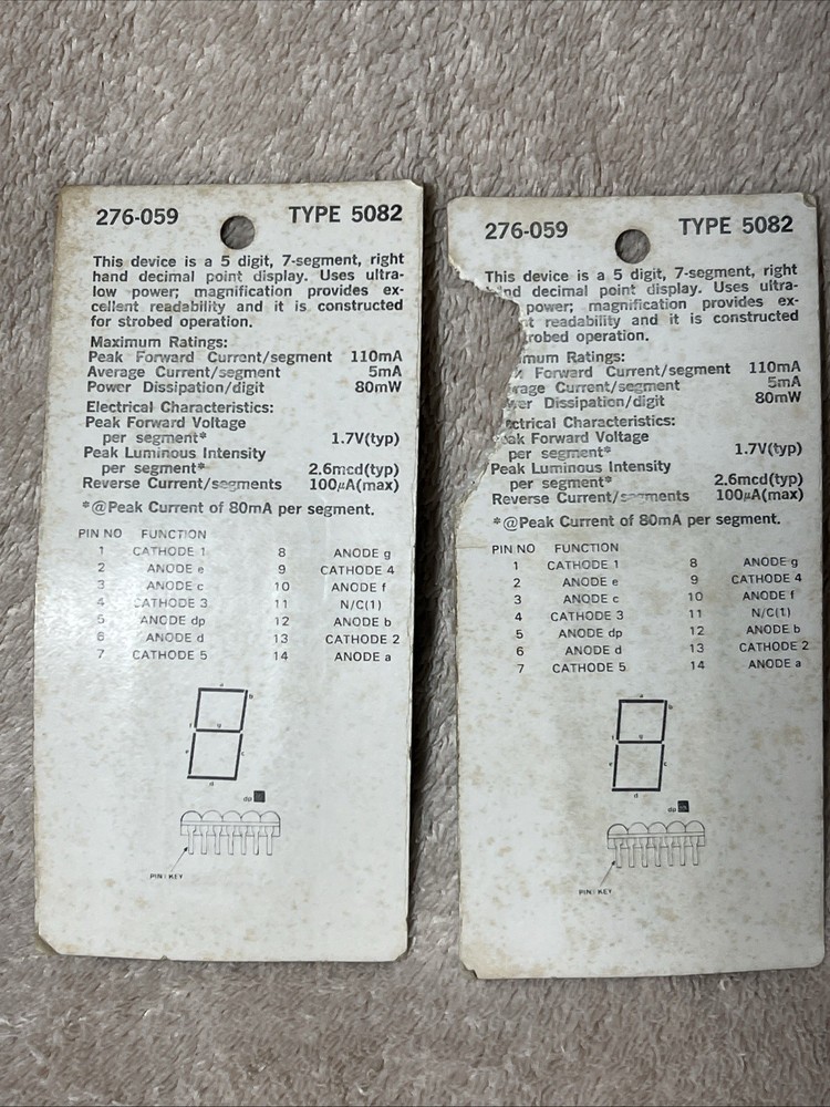 (2)Vintage Archer Electronics 276-059 - Five Digit Numeric Display - NOS & Other