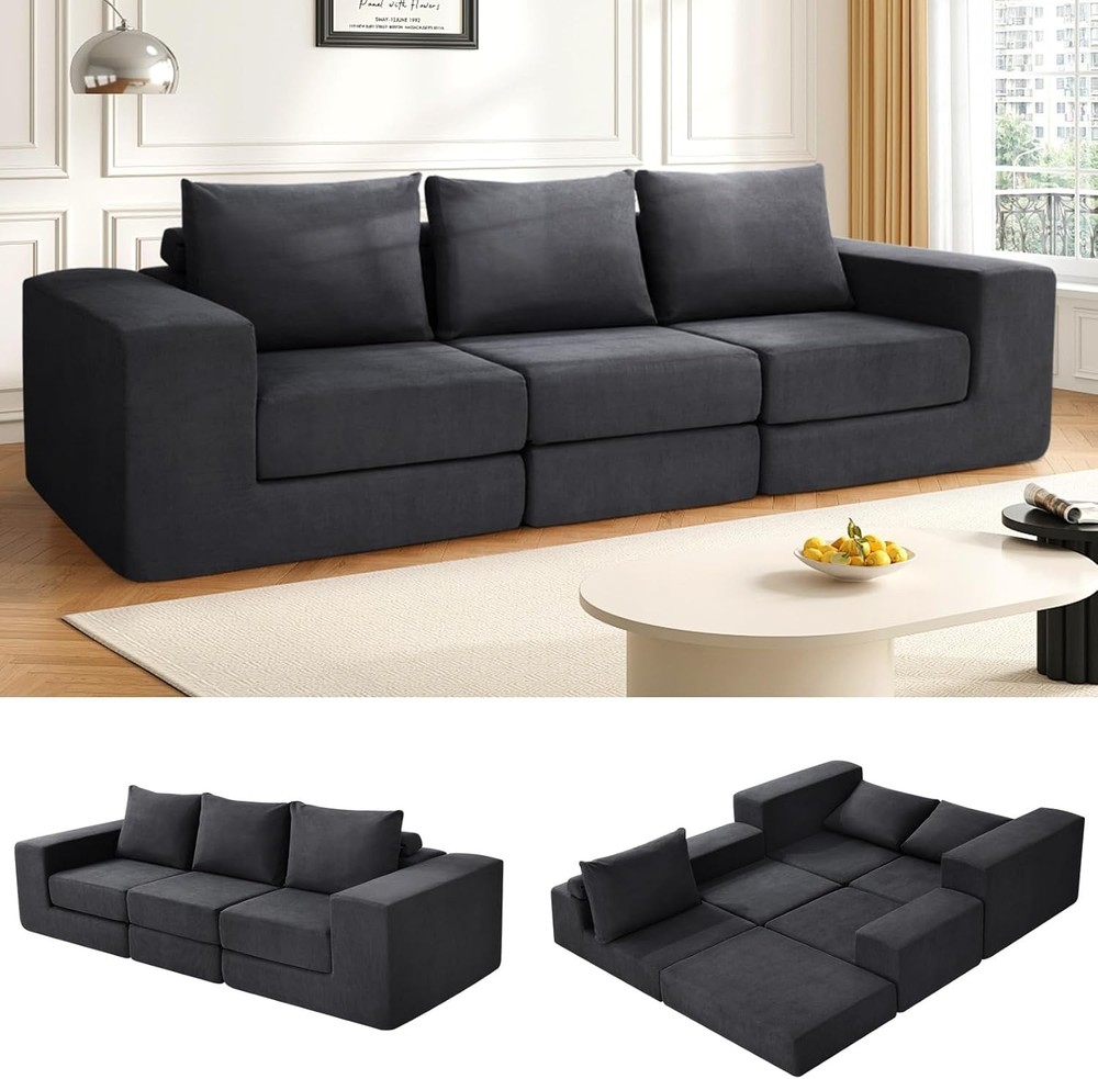 110" Modular Sectional Sofa Couches with Deep Seat, L Shaped Memory Foam Cloud