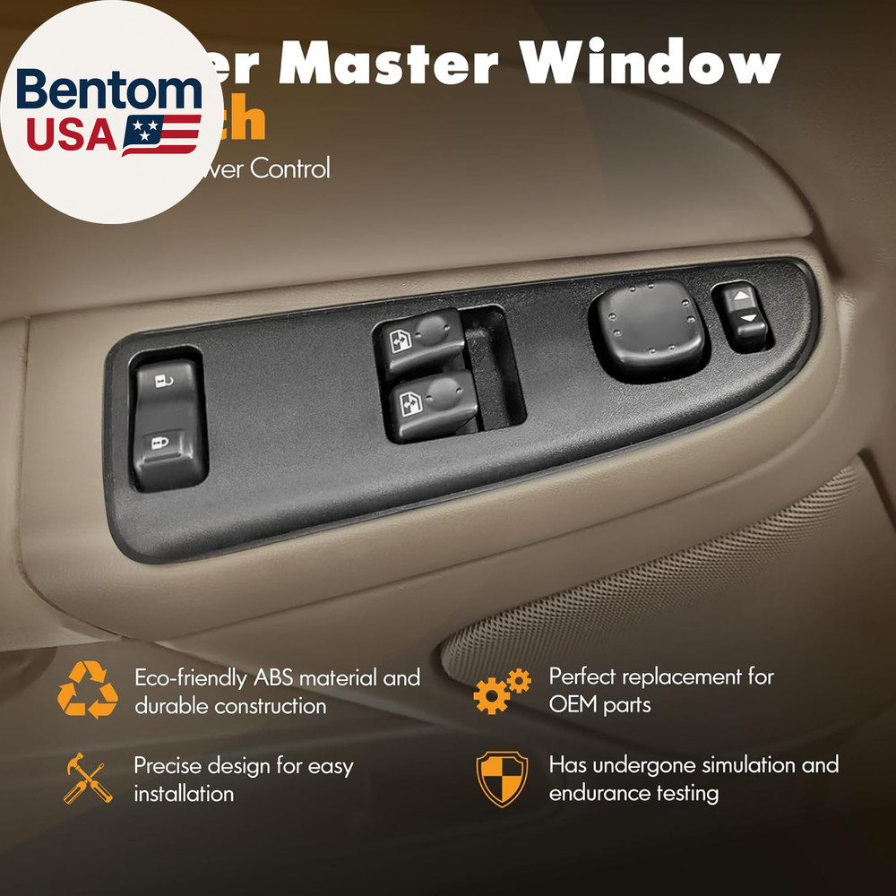 15883318 Front Driver Side Door Lock and Power Window Switch & Tan Bezel Assembl