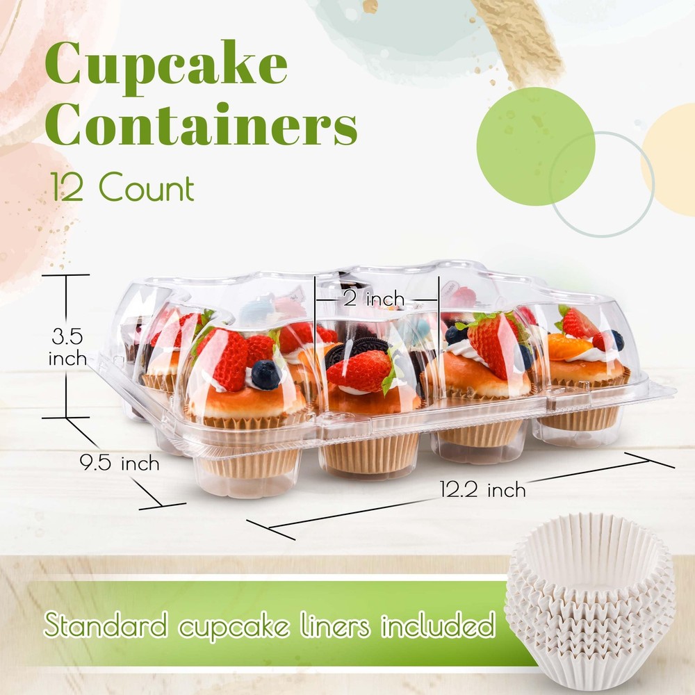 12 Count Cupcake Containers 12 Pack Cupcake Holders Plastic Stackable Cupcake Bo