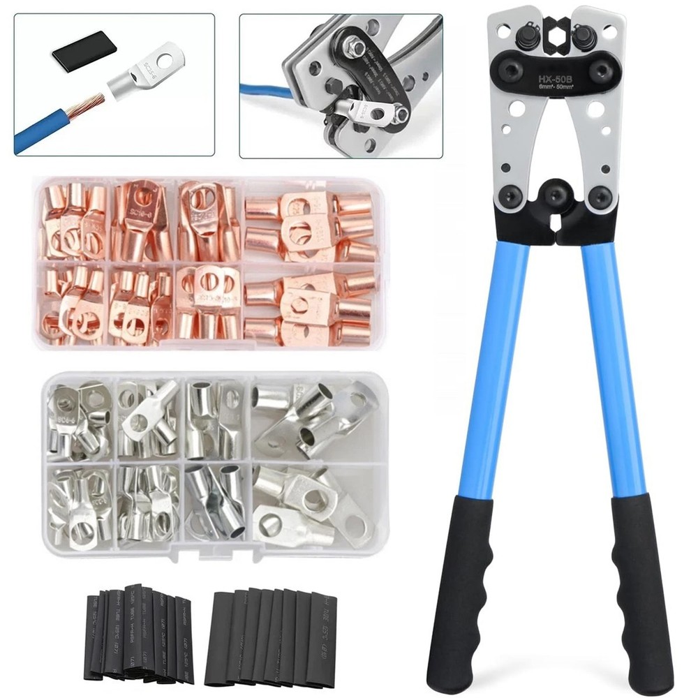 280/140PCS Copper Lug Ring Terminals Cable Electrical Wire Crimp Connectors Kit