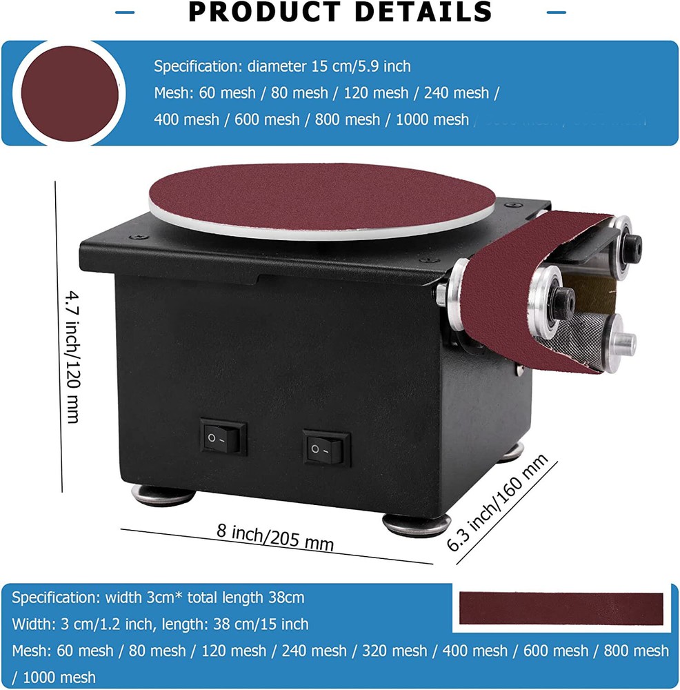 6inch Electric Disc Sander Machine Edge Sharpener Mini Bench Polisher Tools Kits