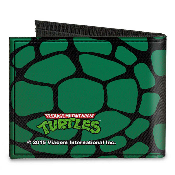 Ninja Turtle Faces TMNT Green Shell Canvas Bi-Fold Wallet Official Licensed