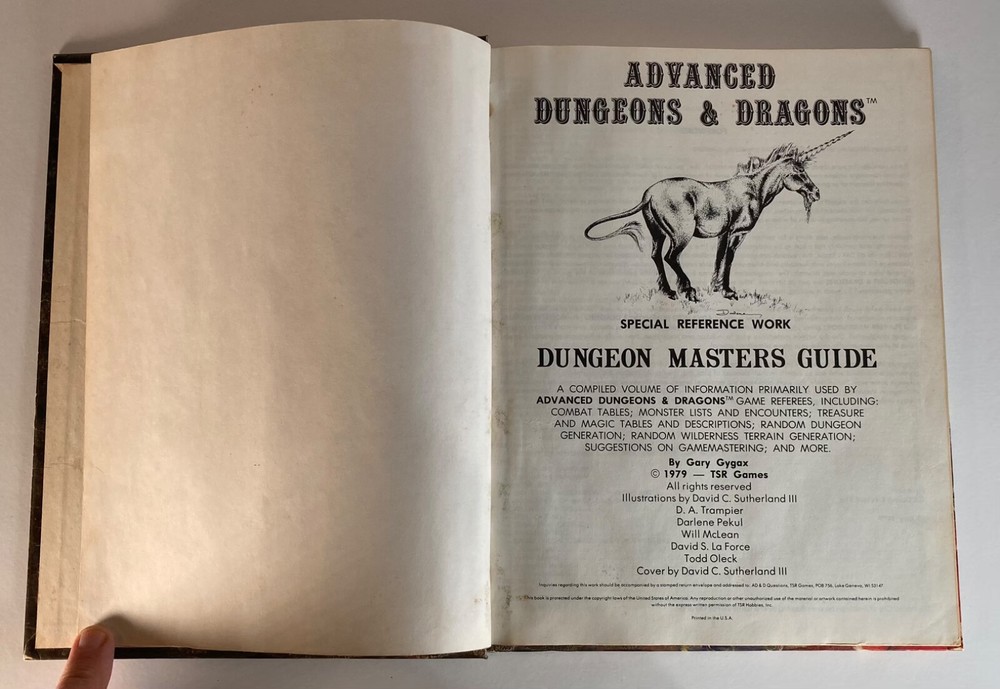 Advanced D&D Dungeon Masters Guide. TSR Gary Gygax. 4th Printing 1979. Pre-owned