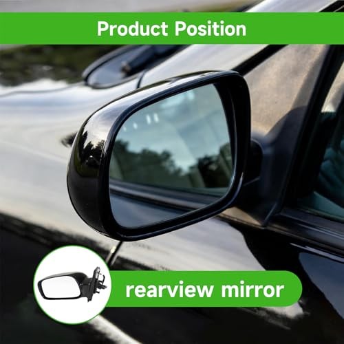 Black Driver Side Mirror Power Paintable Replacement for 2003-2008 Corolla