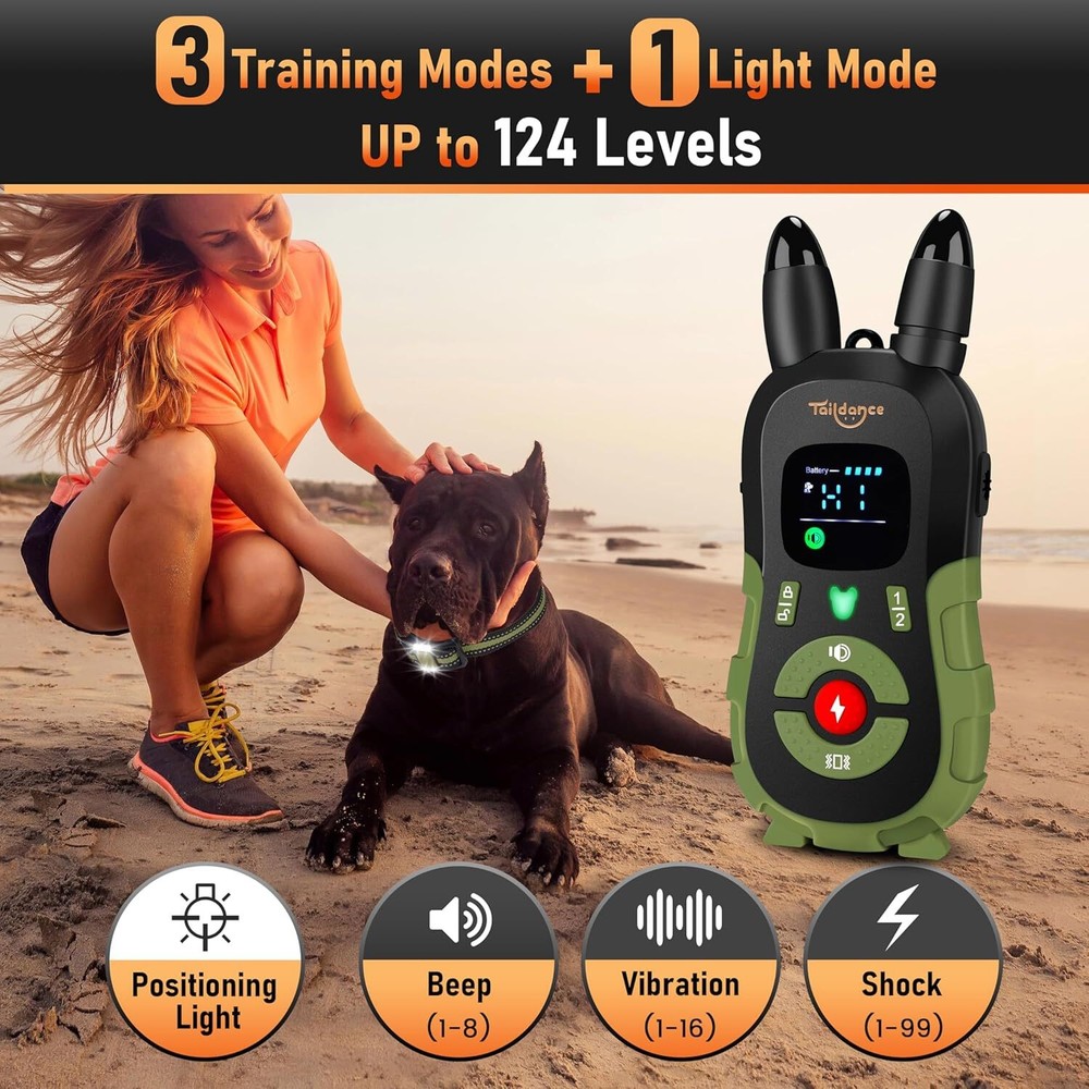 Dog collar with Remote Control and Flashing Night Light
