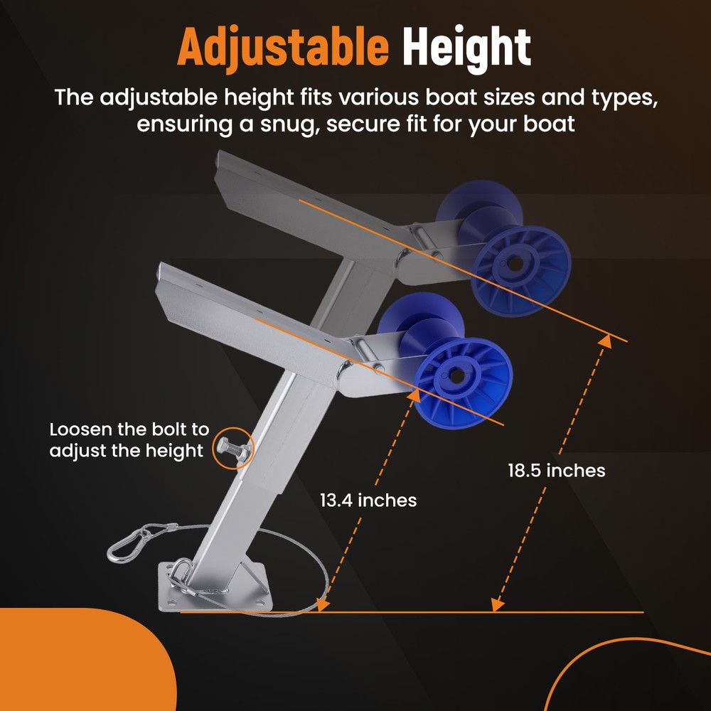 Multiple Height Adjustments Boat Trailer Winch Stand With Roller New