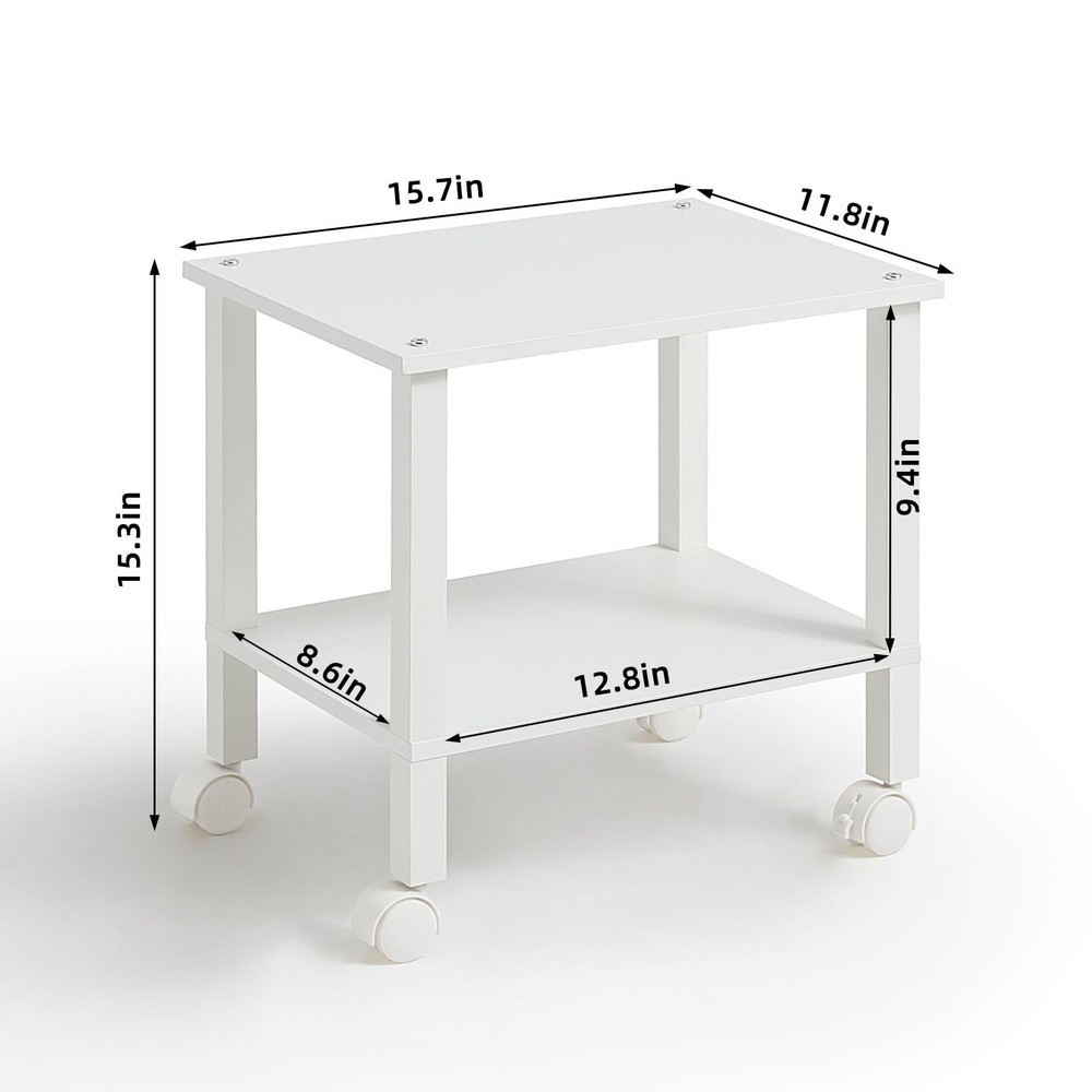 YUFAM 2 Tier Printer Stand with Storage,Under Desk Shelf Printer Table, Rolli...