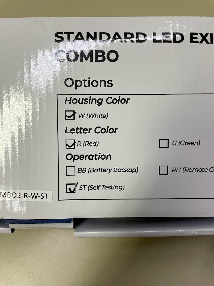 LFI Lights Red LED Exit Sign Emergency Light Combo COMBO2-R-W-ST Open Box