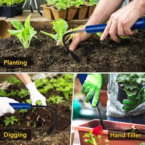 Manual Weed Puller Tool with Plastic Head, Lightweight Hand Weeder & Blue