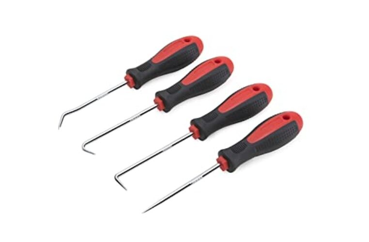 Precision Hook and Pick Set for Automotive | 4-Piece Hand Tools Red