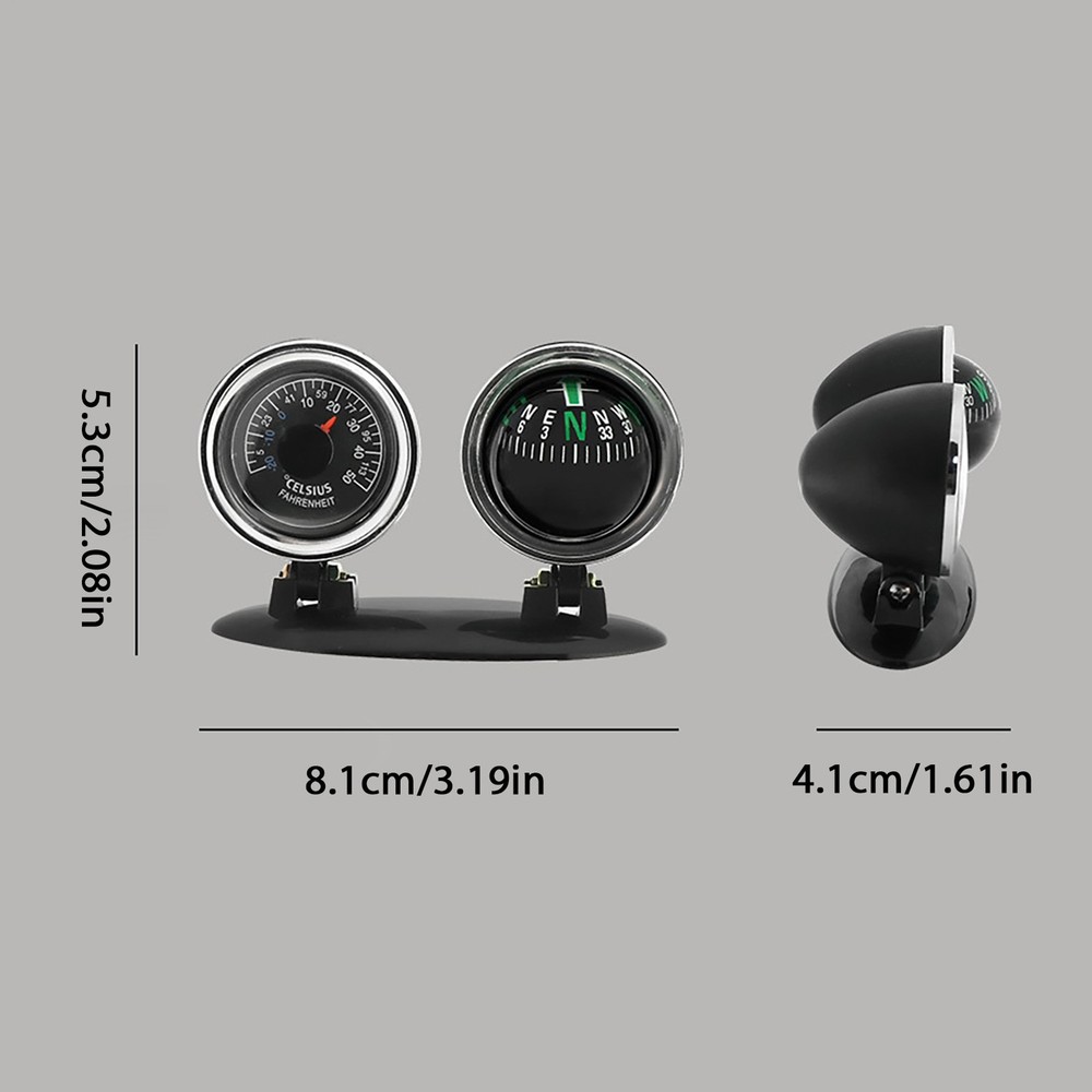 Dash Mount Compass Navigation Ball with Temperature Tester For Car