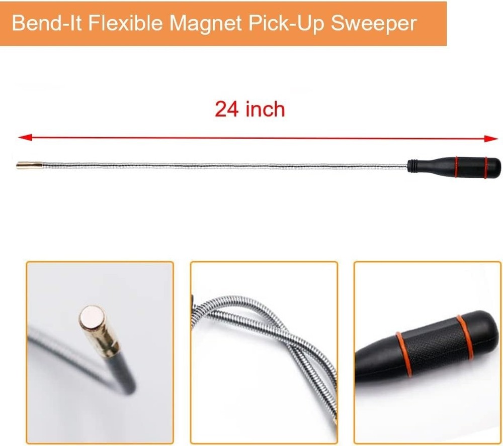 3 Pack Telescoping Magnet Pick-up Tool Set Bendable Spring Magnet Stick
