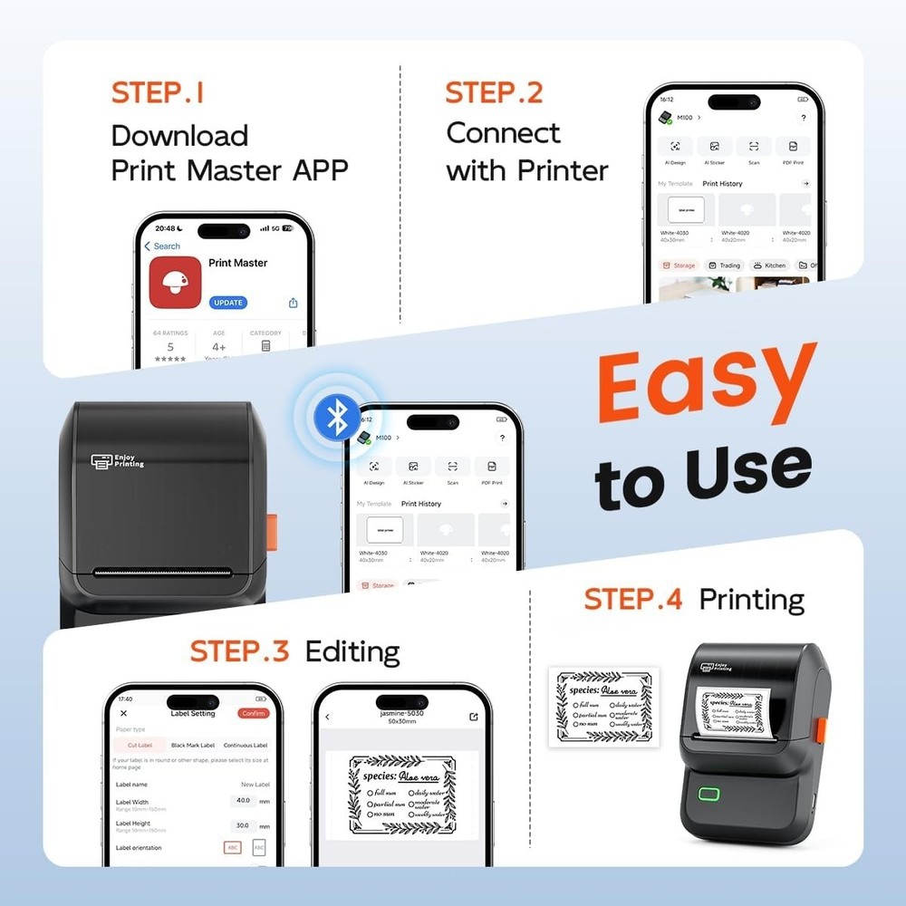 Label Maker Machine with Tape, M100 Address Barcode Label Printer, Versatile ...