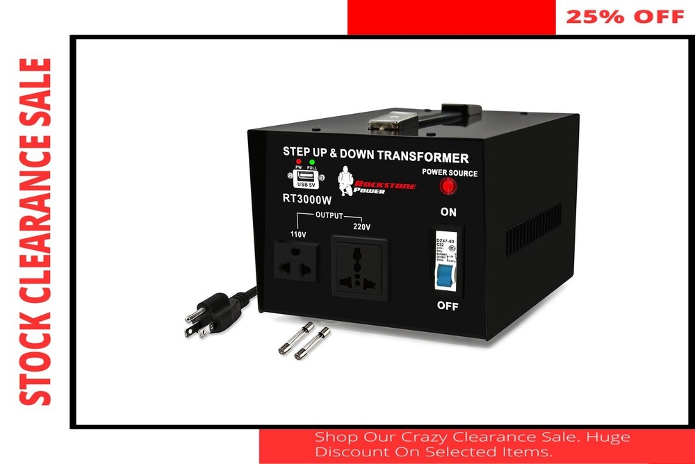 ROCKSTONE POWER 3000W Voltage Converter Transformer