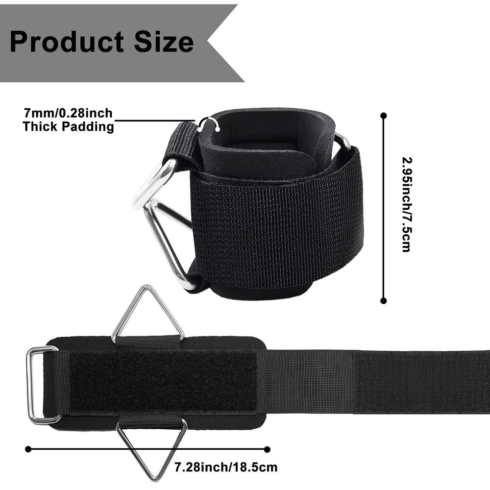 2Pack Wrist Cuffs for Cable Machine Adjustable Neoprene Padding One Size Fit ...