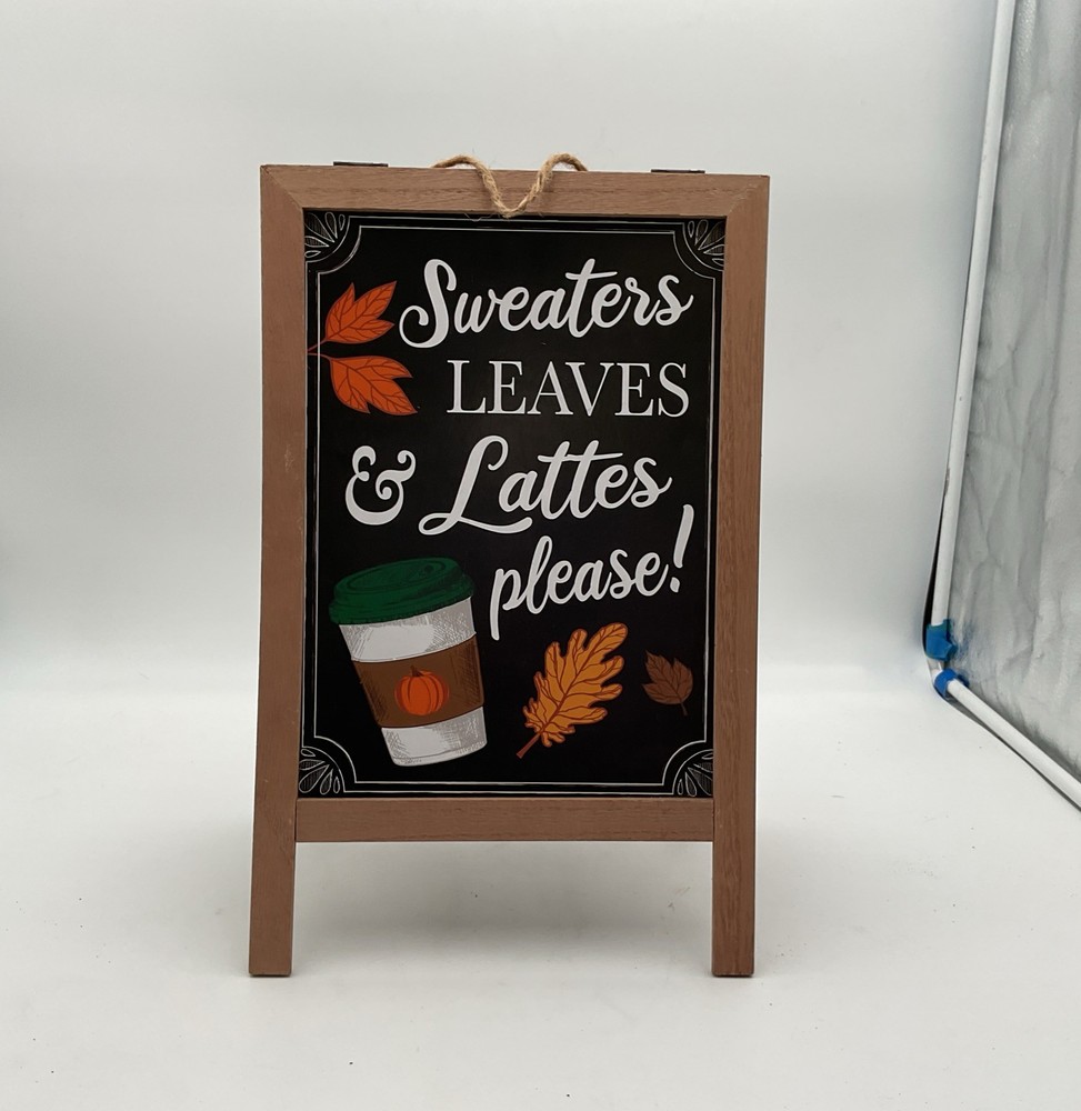 Decorative A-Frame Chalkboard Tabletop Easel With Fall-Themed Message