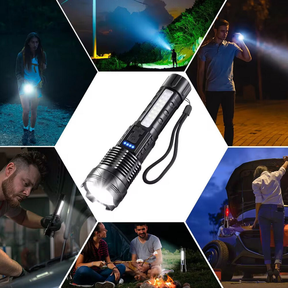 990000000 Lumen Super Bright LED Flashlight Rechargeable Tactical LED Work Light