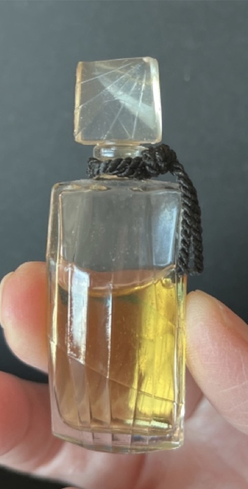 miniature perfume bottle half full - mystery scent no marks vanity decor