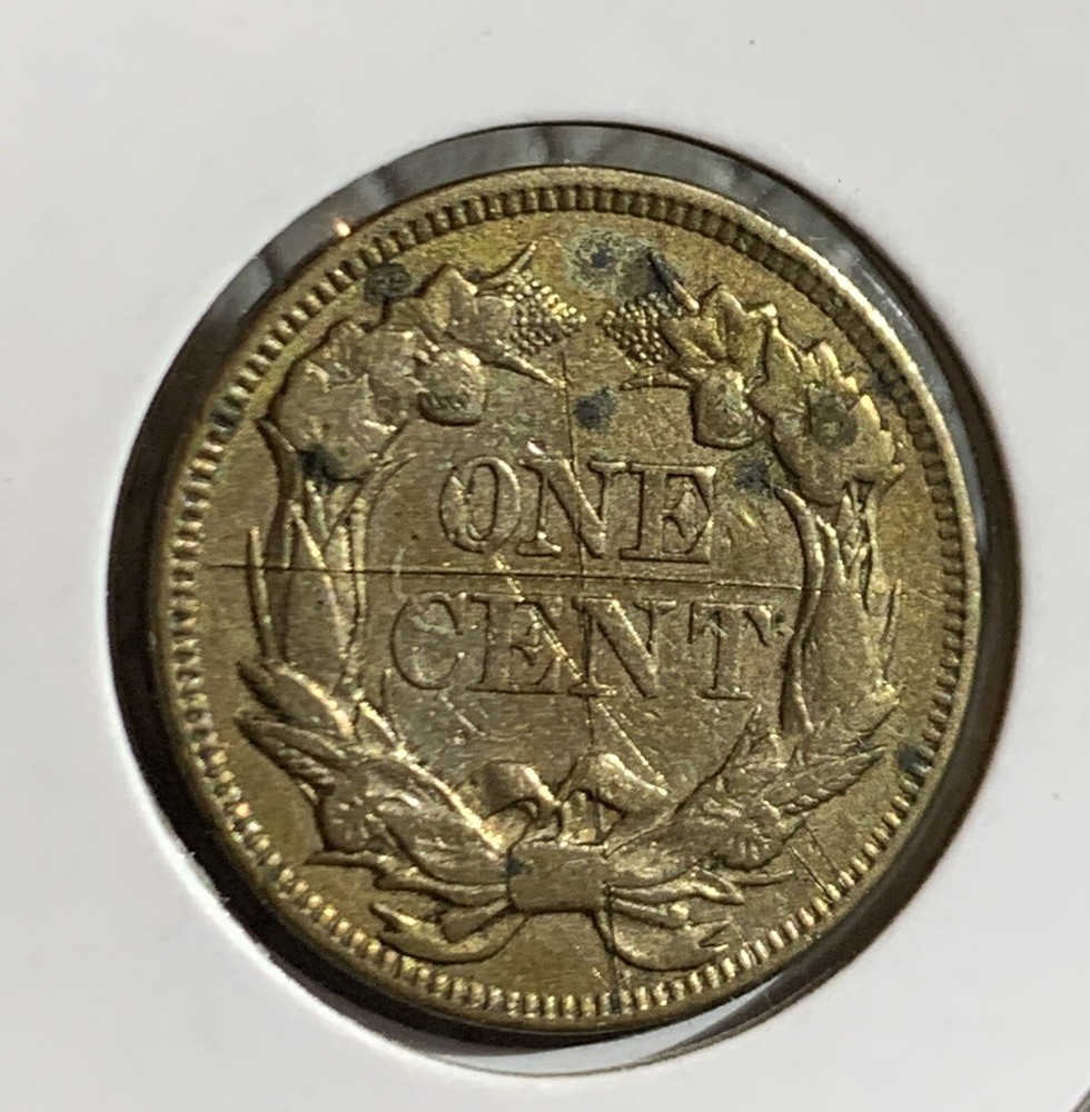 1857 US FLYING EAGLE CENT SCRATCHED AU