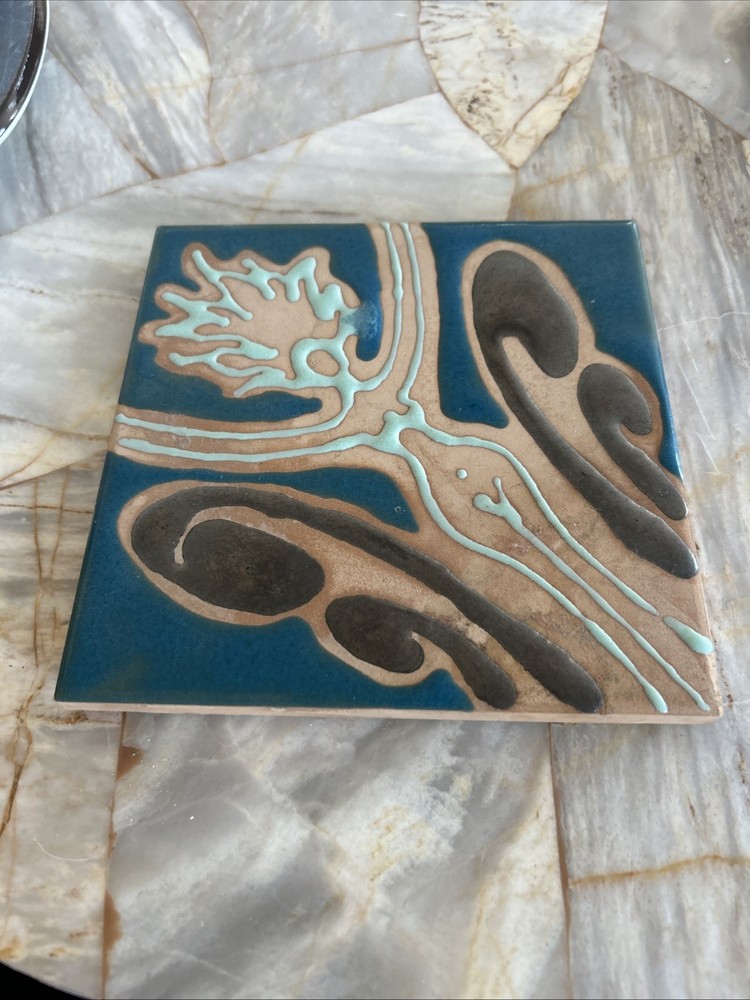 Art Nouveau Ceramic Tile Signed
