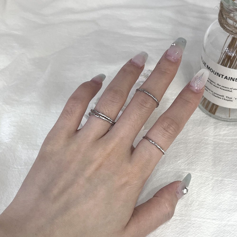 925 Sterling Silver Minimalist Hammered Textured Thin Knuckle Midi Stacking R...