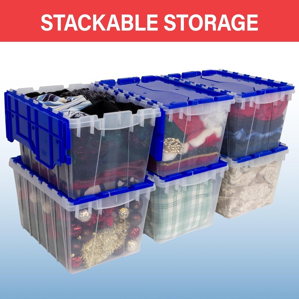 KeepBox 12 Gallon Storage Container Nesting & Stackable Plastic Storage Box W/