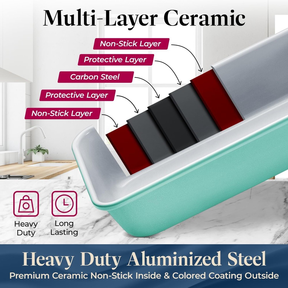 Bakken 8-Piece Stackable Bakeware Set - Ceramic Non-Stick Coating, Baking Sheets