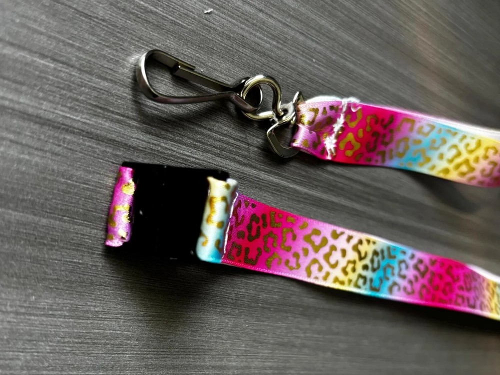 Rainbow Lepard Pattern Lovers 18” Ribbon Lanyard